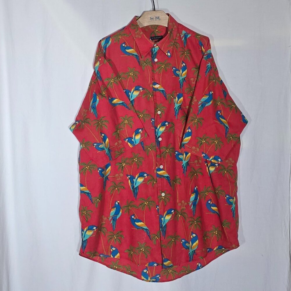 Gitman Bros. Ss Button Front Shirt - Coral Parrot… - image 1